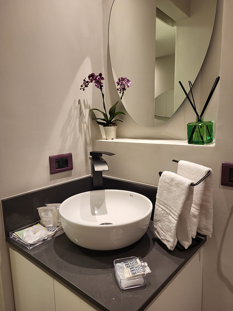 moderno lavabo com flores